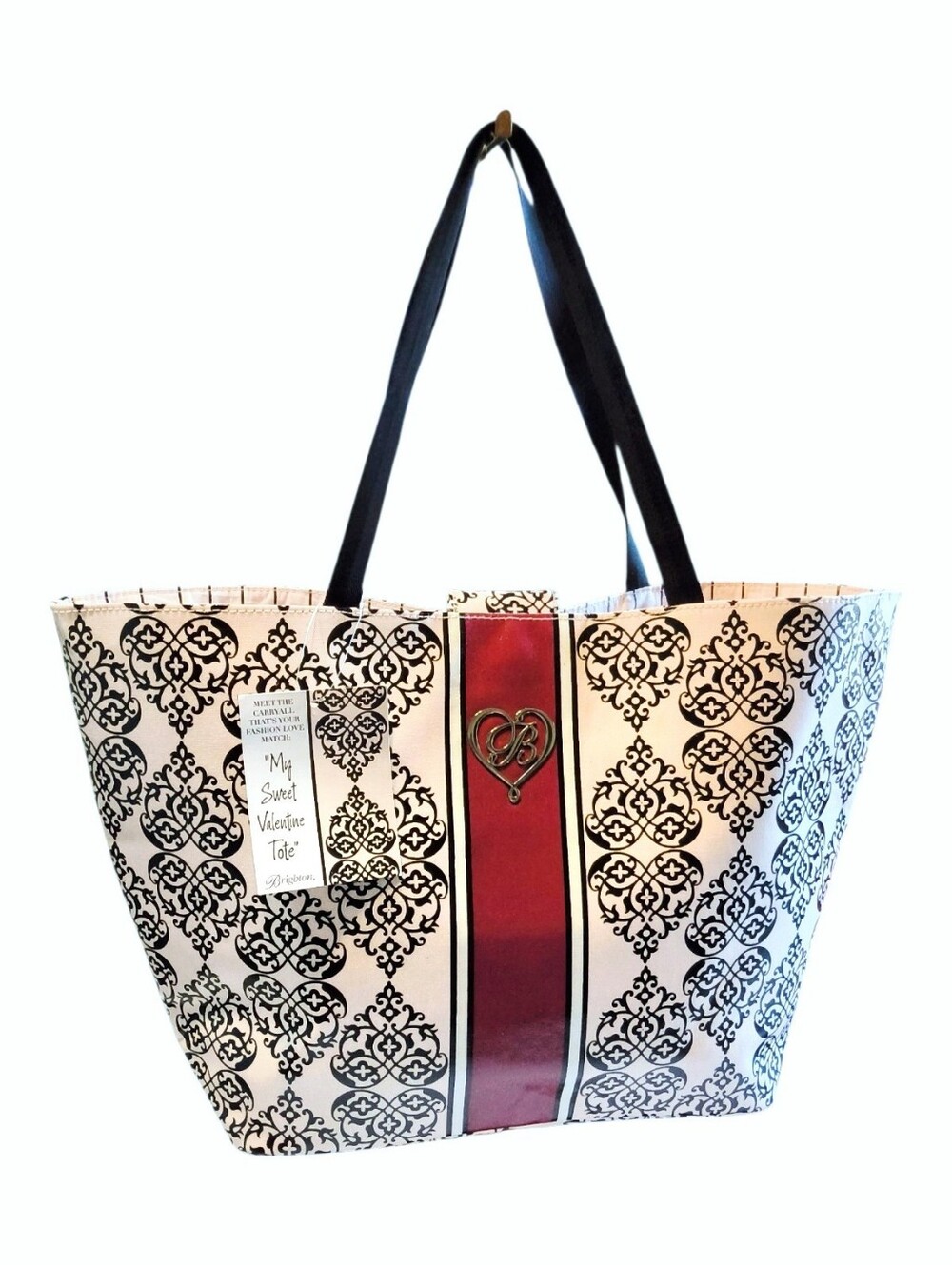 Brighton My Sweet Valentine Tote Bag - Black and White Damask Print